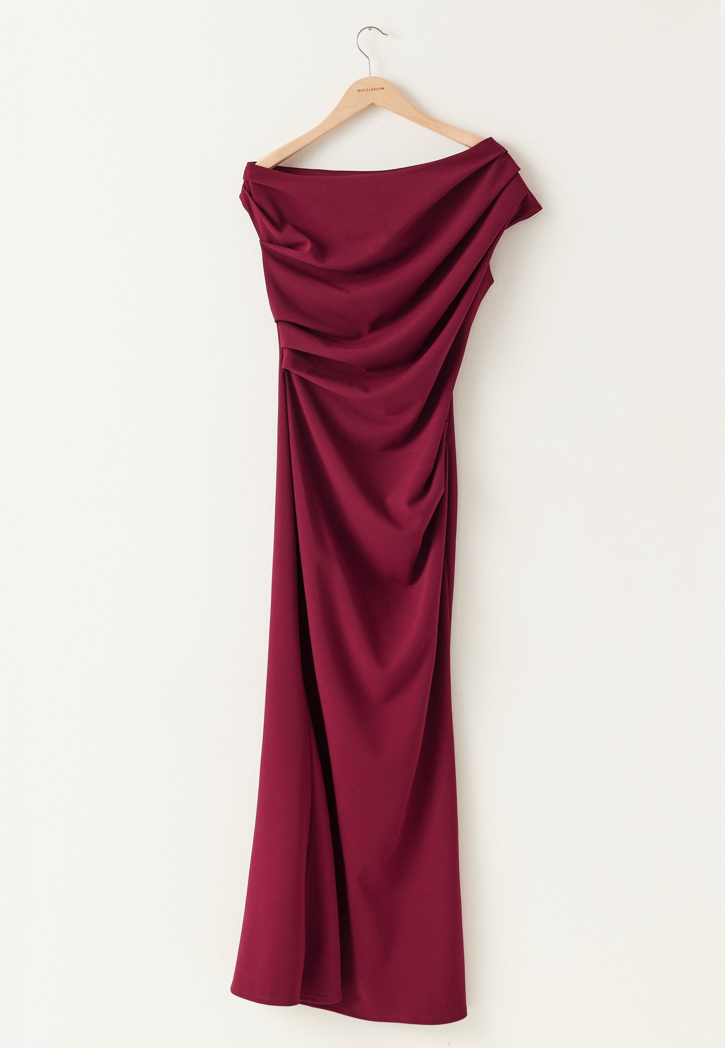 One Shoulder Draped Jersey Maxi Dress With Straight Hem