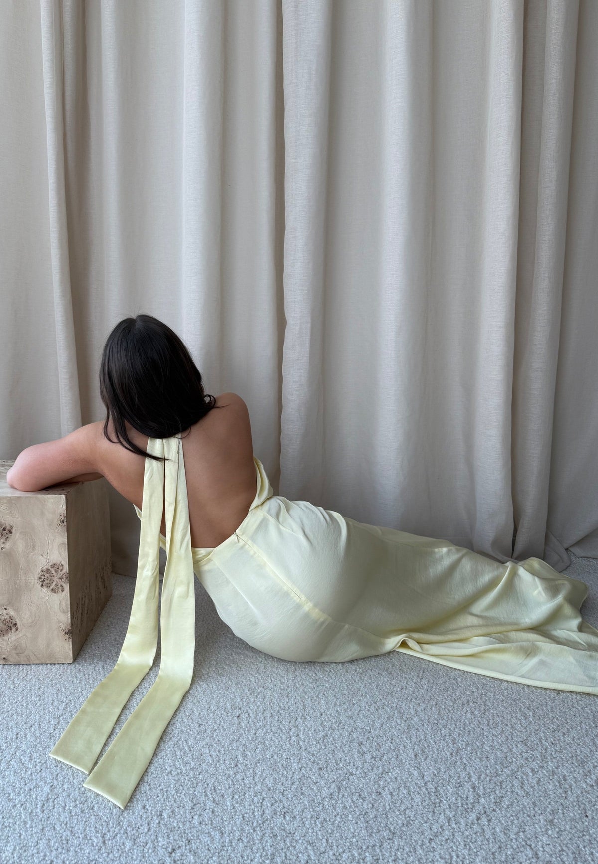 Halterneck Satin Maxi Dress With Open Back and Hidden Zip Closure, product image 08.