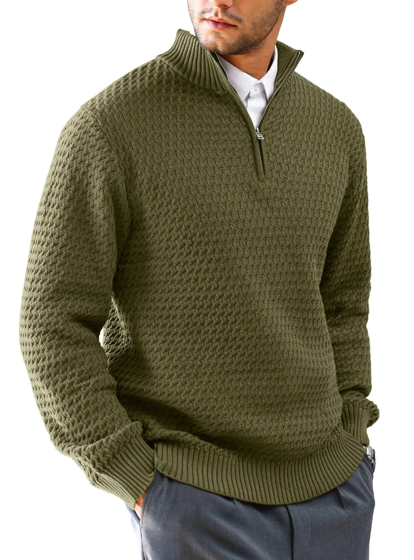 Troyerpullover mit Stehkragen