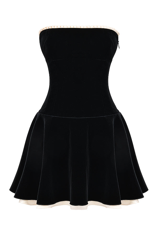 Strapless Mini Dress With Lace Up Detail