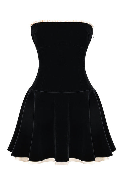 Strapless Mini Dress With Lace Up Detail