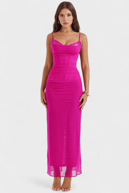 Draped Maxi Dress With Long Skirt Straight Hem and Regular Fit, product image 01.