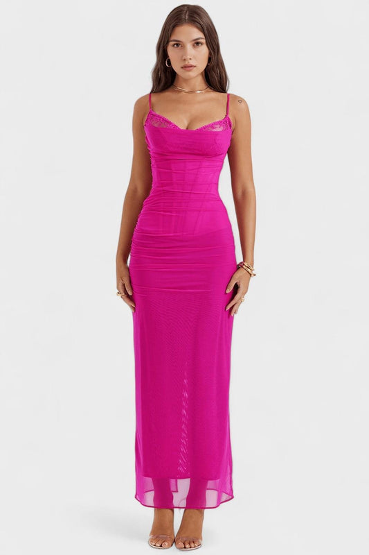 Draped Maxi Dress With Long Skirt Straight Hem and Regular Fit, product image 01.
