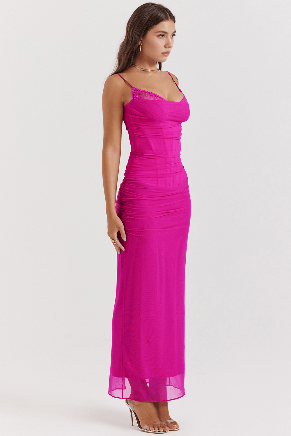 Draped Maxi Dress With Long Skirt Straight Hem and Regular Fit, product image 03.