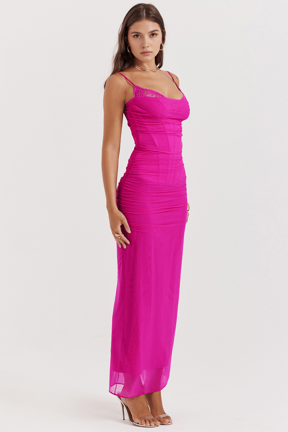 Draped Maxi Dress With Long Skirt Straight Hem and Regular Fit, product image 04.