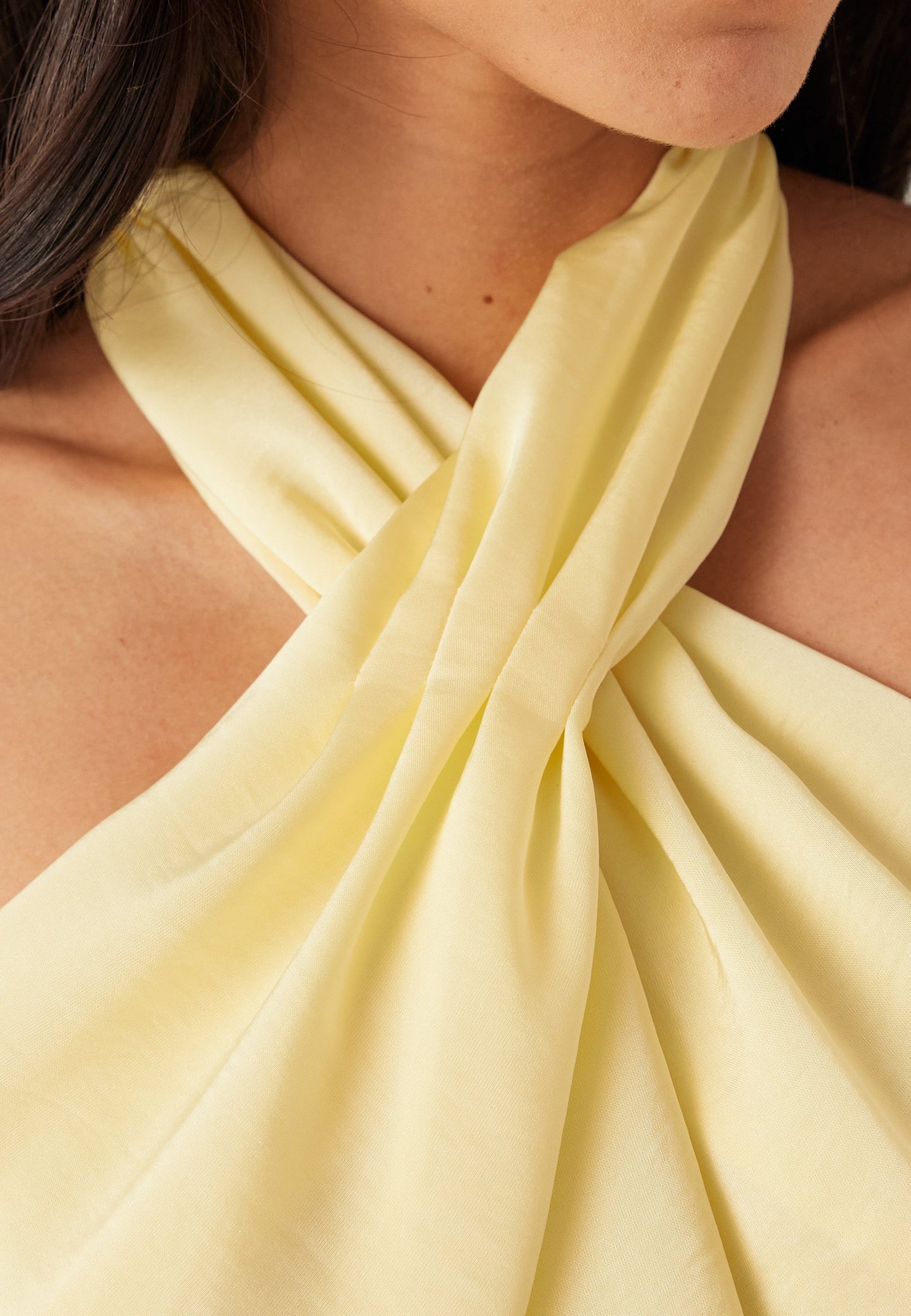 Halterneck Satin Maxi Dress With Open Back and Hidden Zip Closure, product image 05.