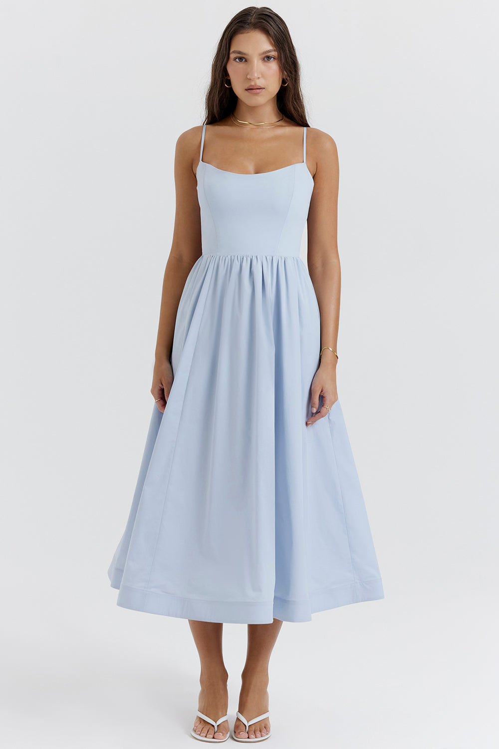 Sleeveless Open Back Midi Dress With Loose Fit and Straight Hem