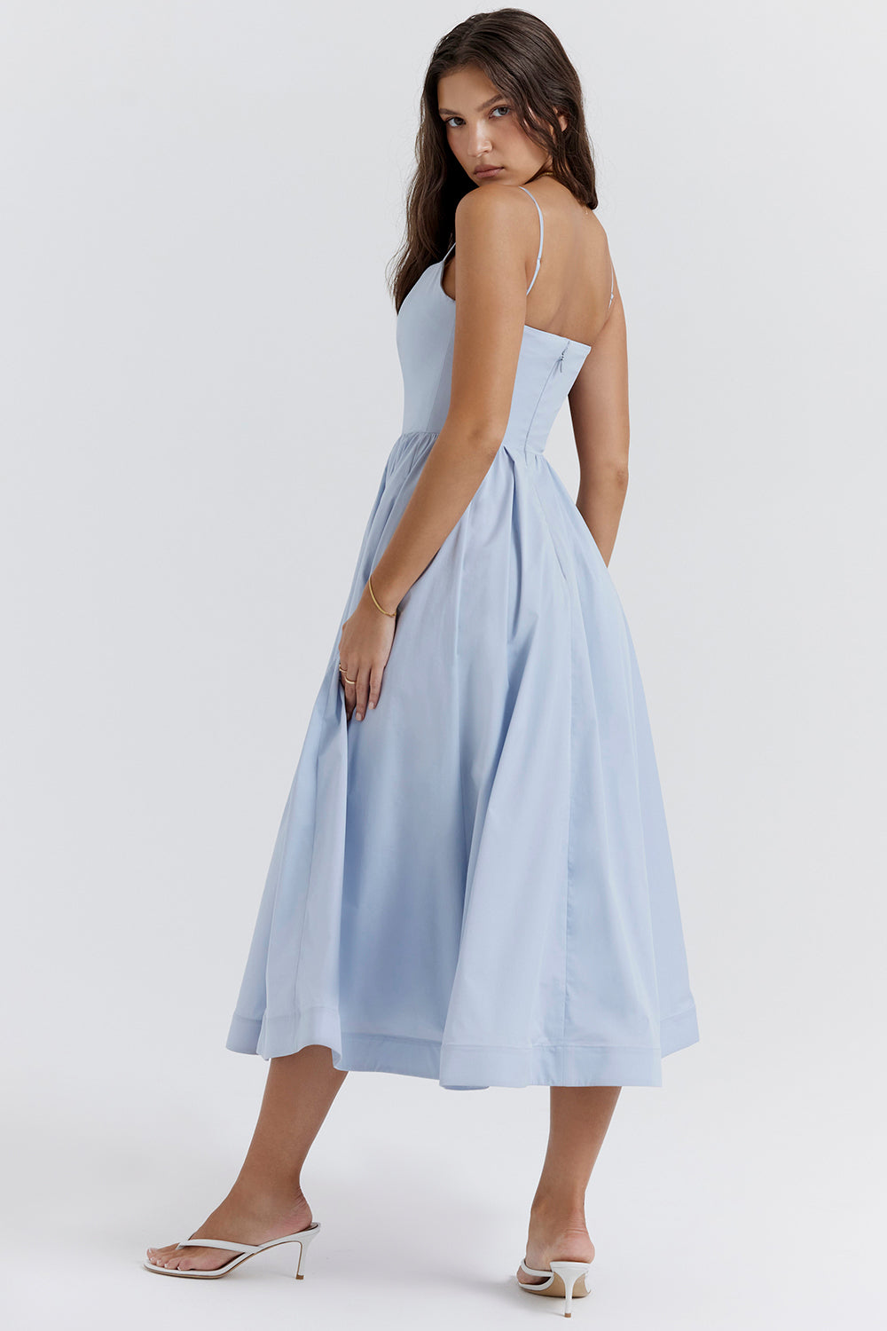 Sleeveless Open Back Midi Dress With Loose Fit and Straight Hem