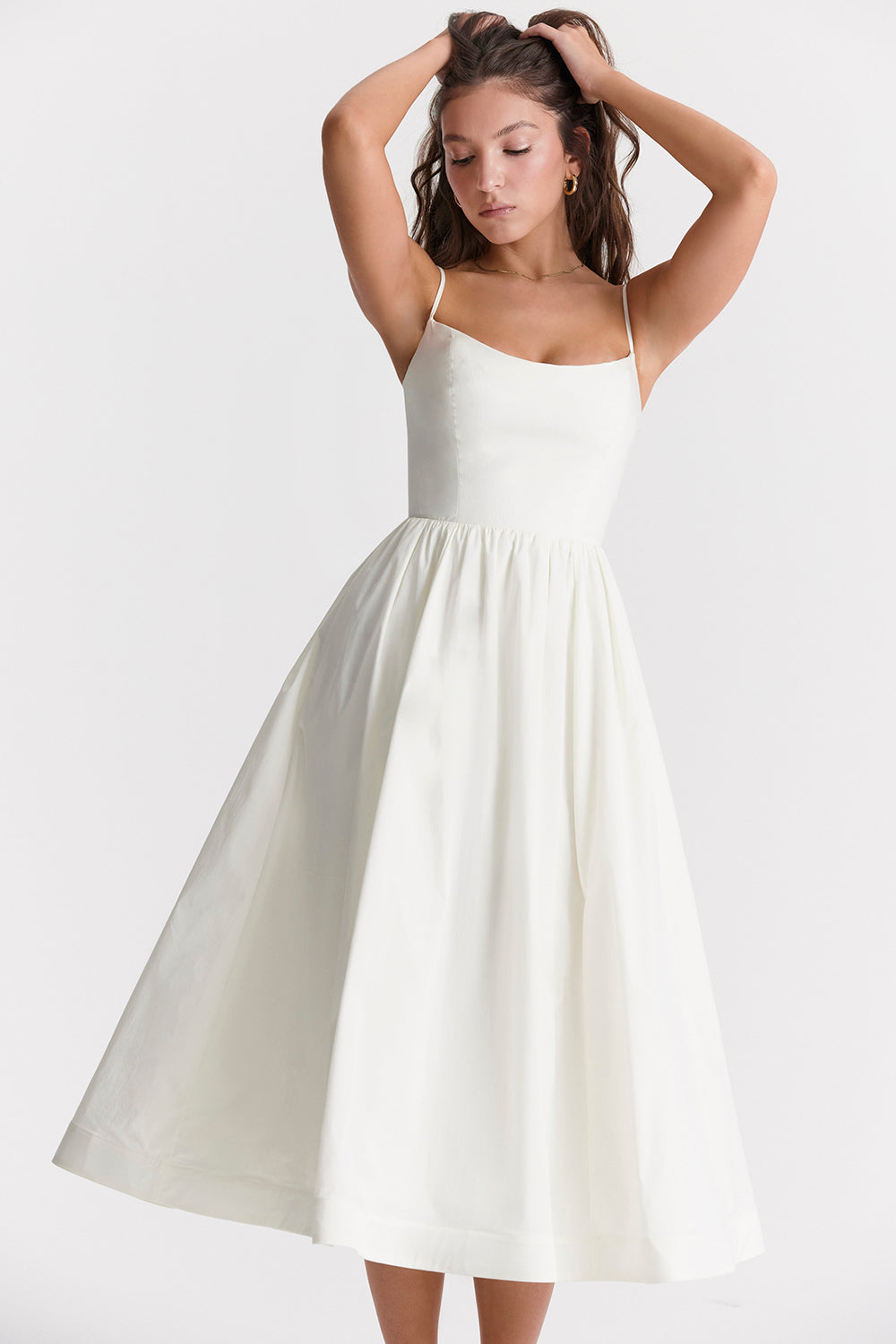 Sleeveless Open Back Midi Dress With Loose Fit and Straight Hem