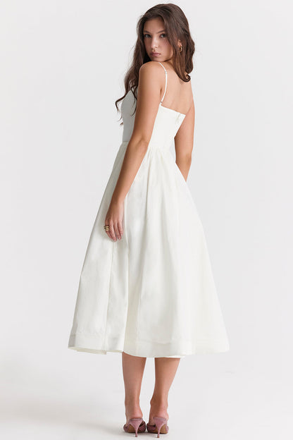 Sleeveless Open Back Midi Dress With Loose Fit and Straight Hem