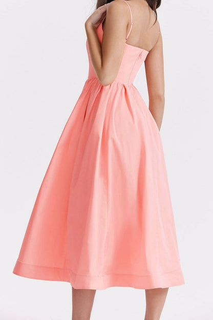 Sleeveless Open Back Midi Dress With Loose Fit and Straight Hem