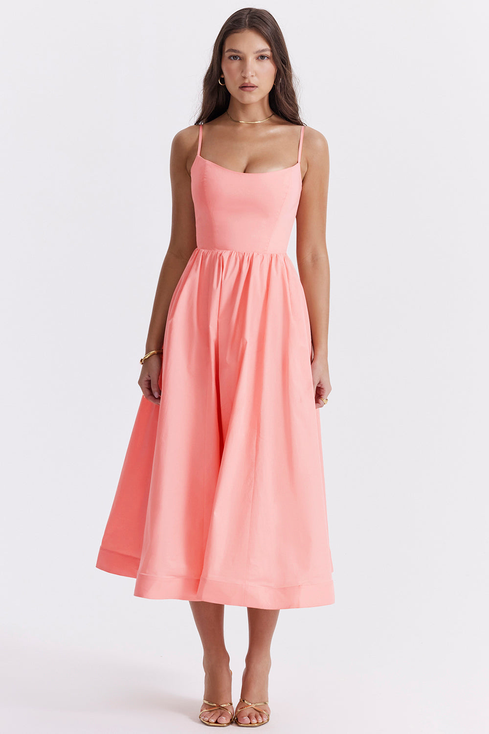 Sleeveless Open Back Midi Dress With Loose Fit and Straight Hem