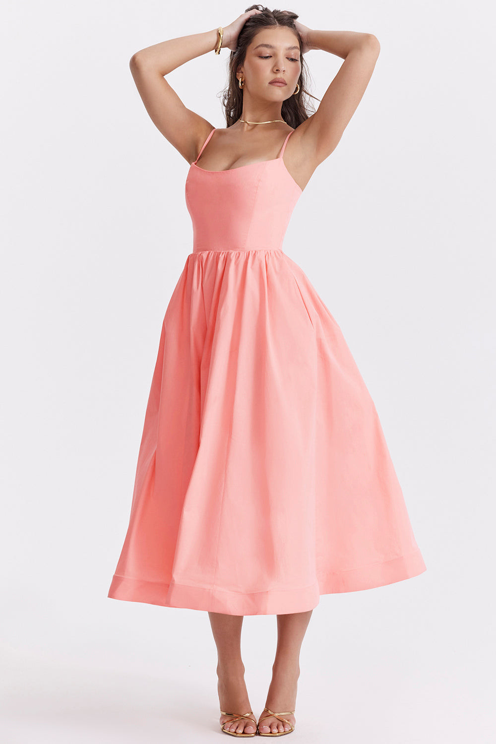 Sleeveless Open Back Midi Dress With Loose Fit and Straight Hem