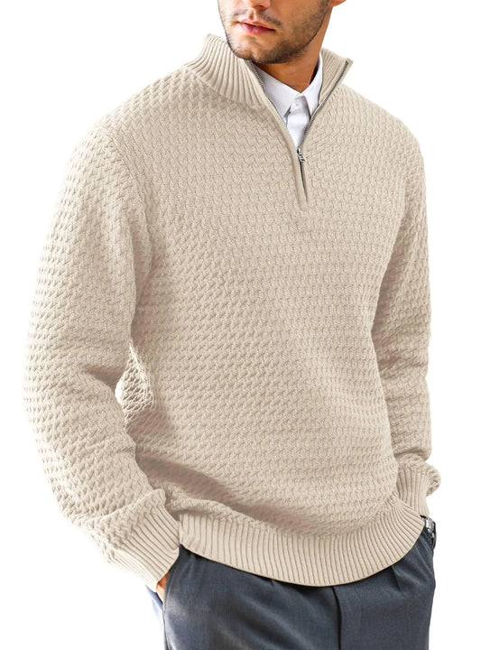 Mock Neck Zip Knit Sweater