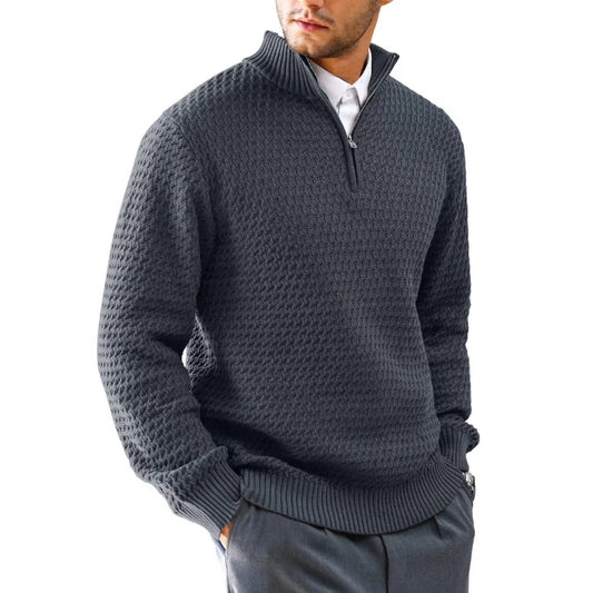 Mock Neck Zip Knit Sweater