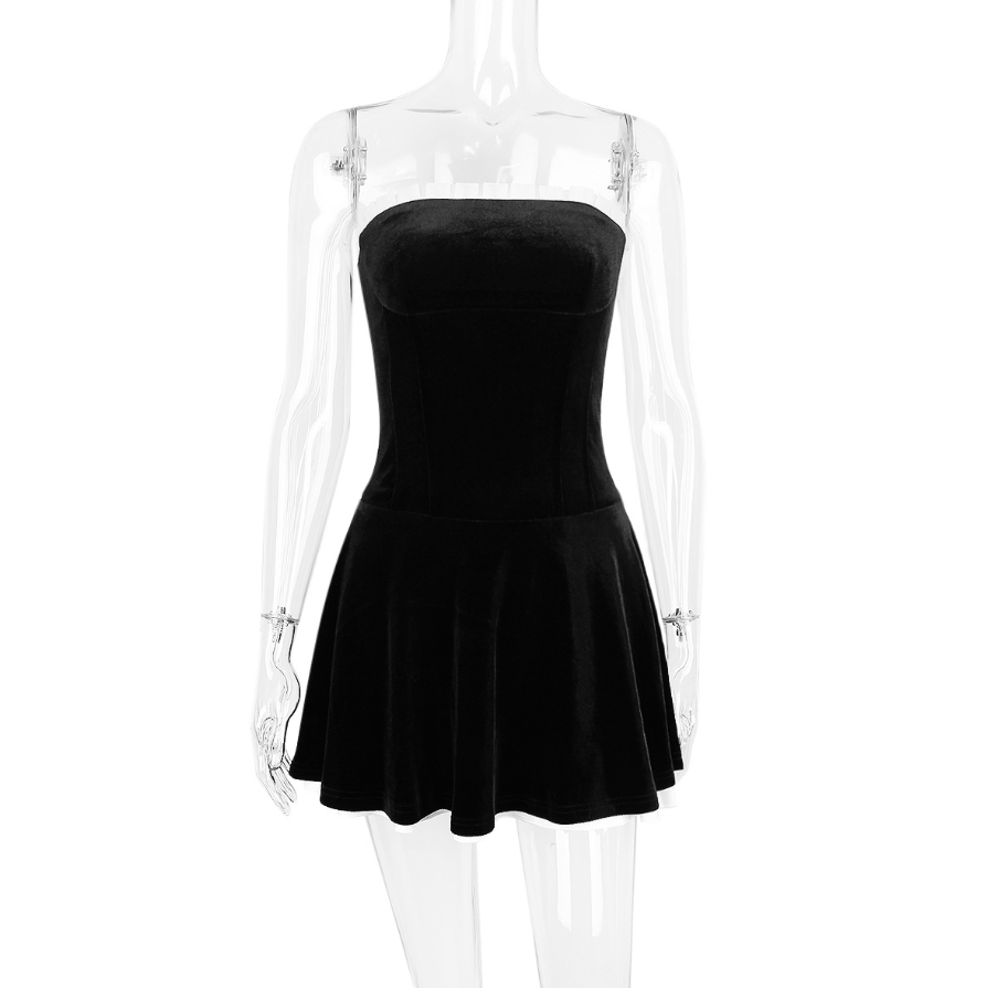 Strapless Mini Dress With Lace Up Detail
