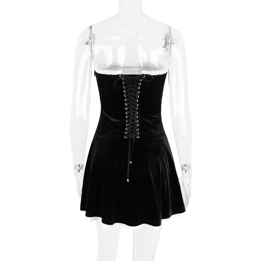 Strapless Mini Dress With Lace Up Detail