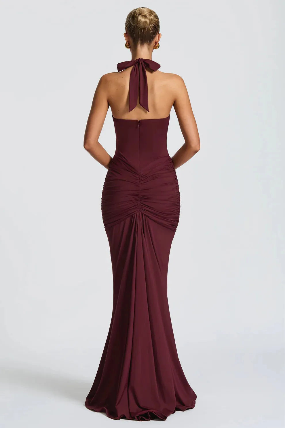 Plunging U Wire Halter Maxi Dress