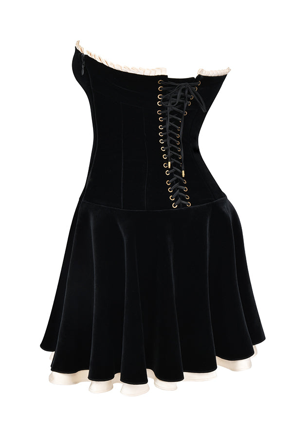 Strapless Mini Dress With Lace Up Detail