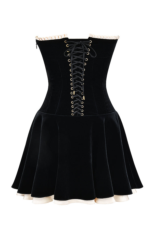 Strapless Mini Dress With Lace Up Detail