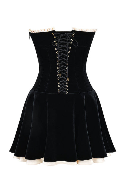 Strapless Mini Dress With Lace Up Detail